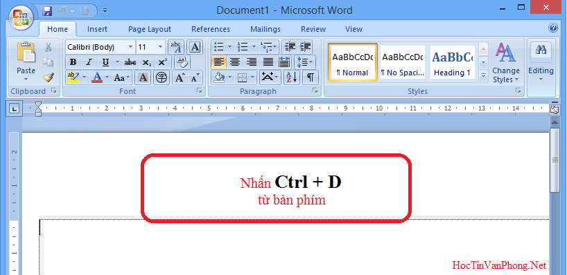 Cài đặt font chữ mặc định trong Word 2007 - Bước 1